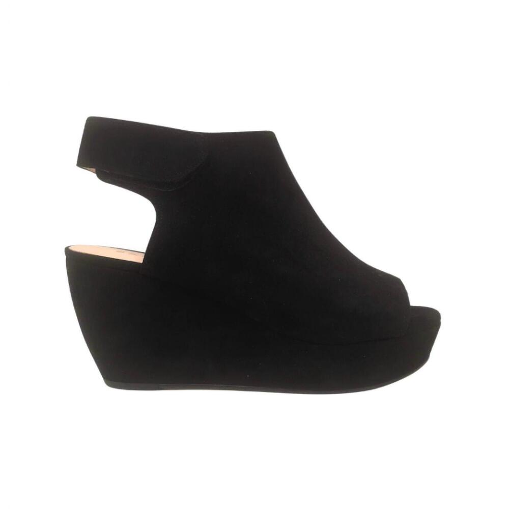 NEW SACHA LONDON women's orchid suede wedge sandal in black